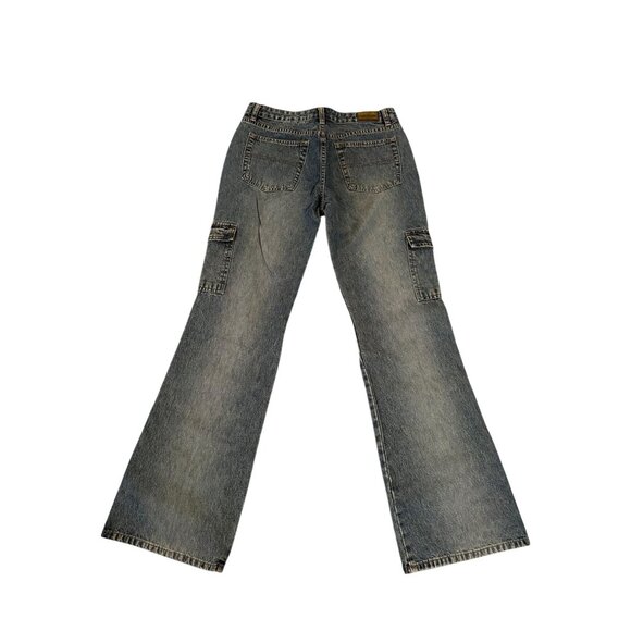 Vintage Unionbay Cargo Jeans Y2K Junior Size 7 Wide Leg Pockets Rare 2000s Denim - Picture 2 of 9
